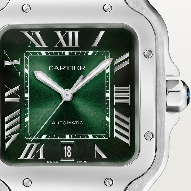 Santos de Cartier Large 39.8mm Steel Green Dial Steel Bracelet Self-Winding Watch