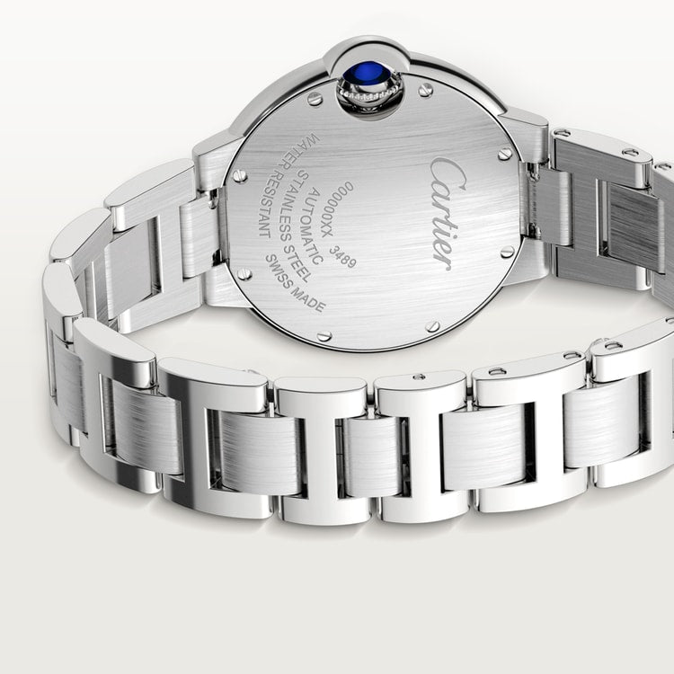 Ballon Bleu 33mm Steel Automatic Diamond Bezel Silver Guilloché Dial Steel Bracelet Watch