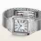Santos-Dumont Large 43.5mm x 31.4mm Platinum Silvered Satin-Finish Dial Platinum Bracelet Manual-Winding Watch