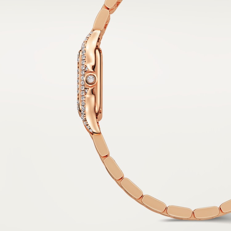 Panthère Mini 25.1mm x 18.5mm Rose Gold Diamond Bezel Diamond Crown Silver Dial Rose Gold Bracelet Quartz Watch