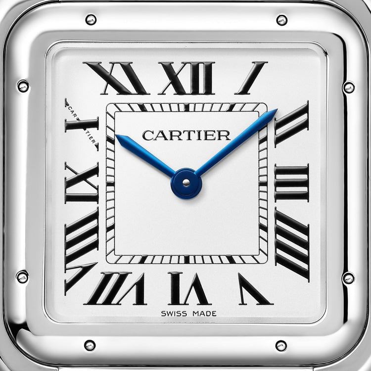 Panthère de Cartier Large 42mm x 31mm Steel Blue Crown Silver Dial Steel Bracelet Quartz Watch