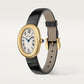 Baignoire Small 31mm x 23mm Yellow Gold Beaded Crown Sapphire Cabochon Silvered Dial Black Alligator Strap Quartz Watch