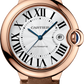 Ballon Bleu 42mm Rose Gold Automatic Silver Guilloché Dial Leather Strap Watch