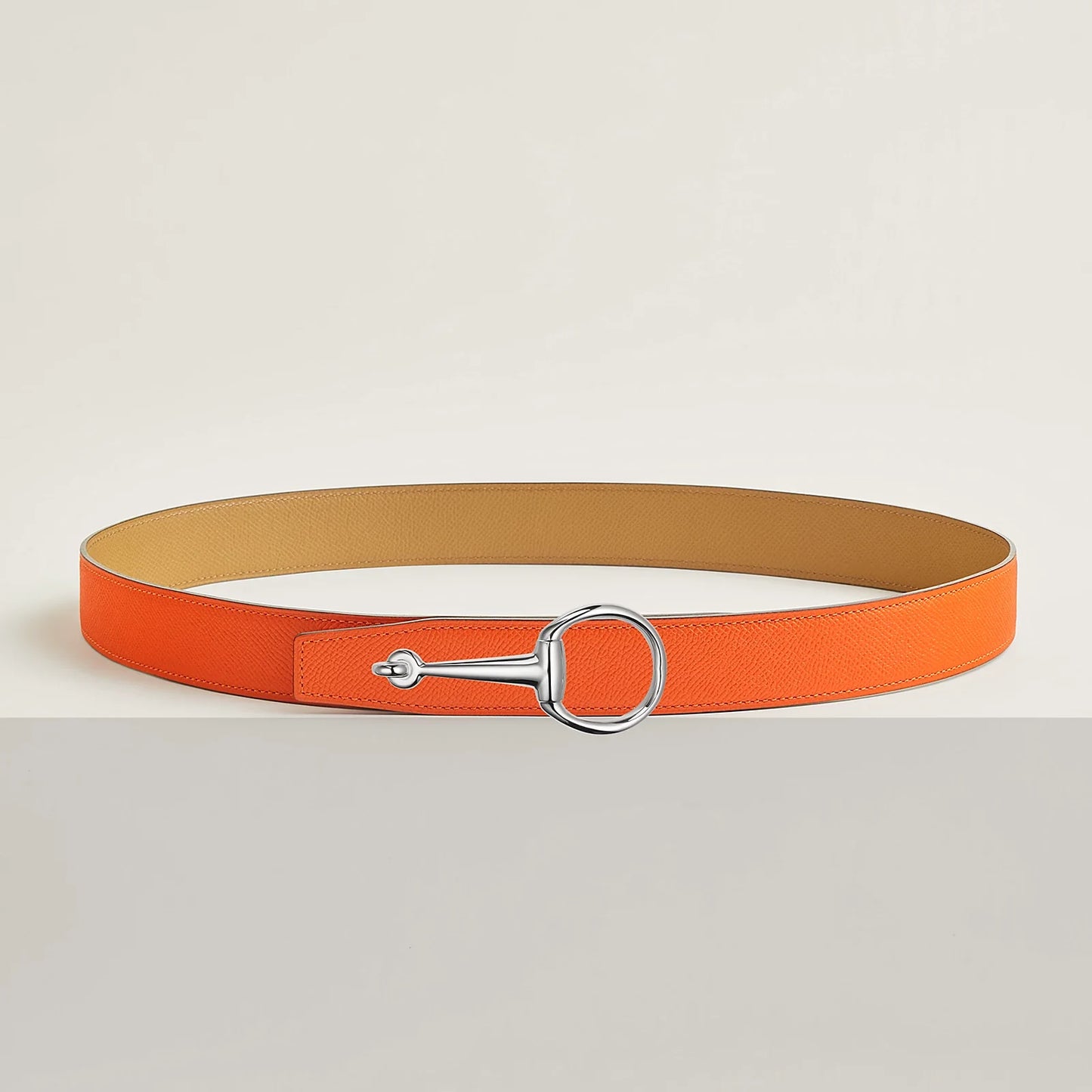 VERT-DE-GRIS / GOLD-NOIR / ÉBÈNE  CASAQUE BELT BUCKLE & REVERSIBLE LEATHER STRAP 32 MM