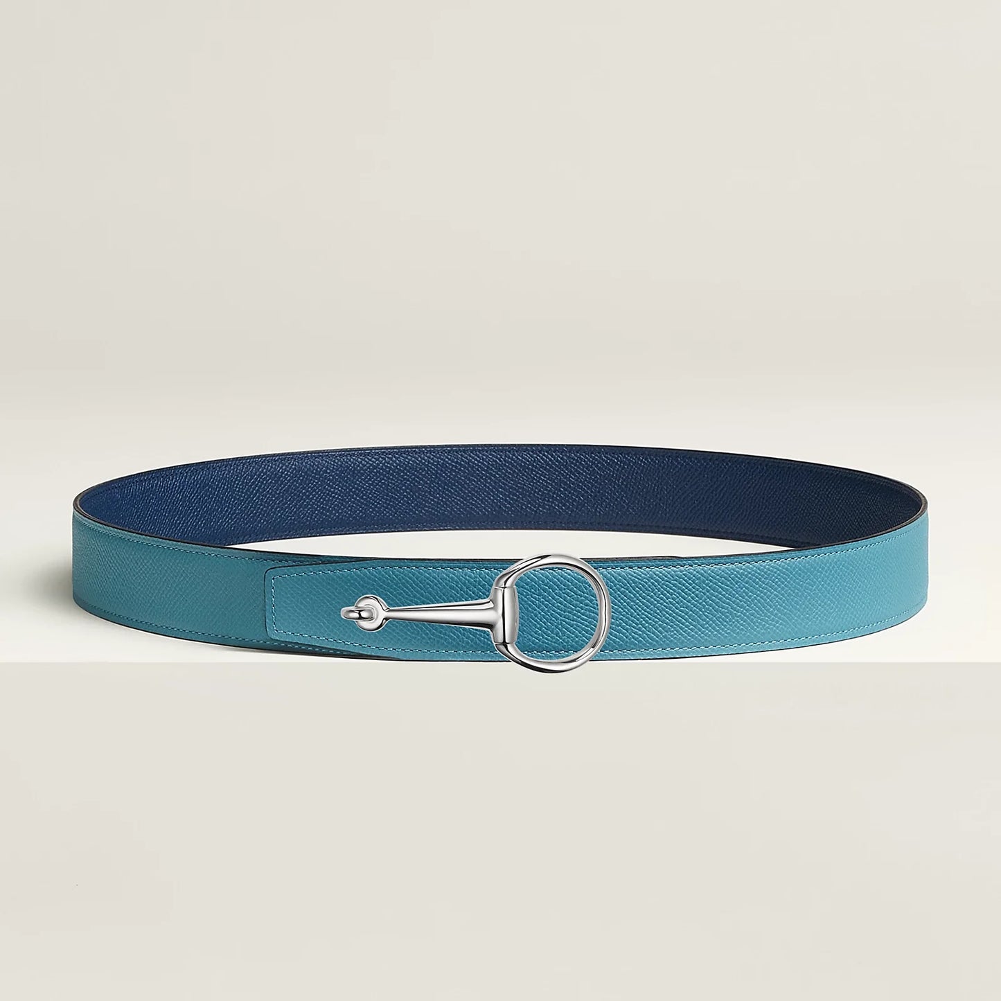 VERT-DE-GRIS / GOLD-NOIR / ÉBÈNE  CASAQUE BELT BUCKLE & REVERSIBLE LEATHER STRAP 32 MM