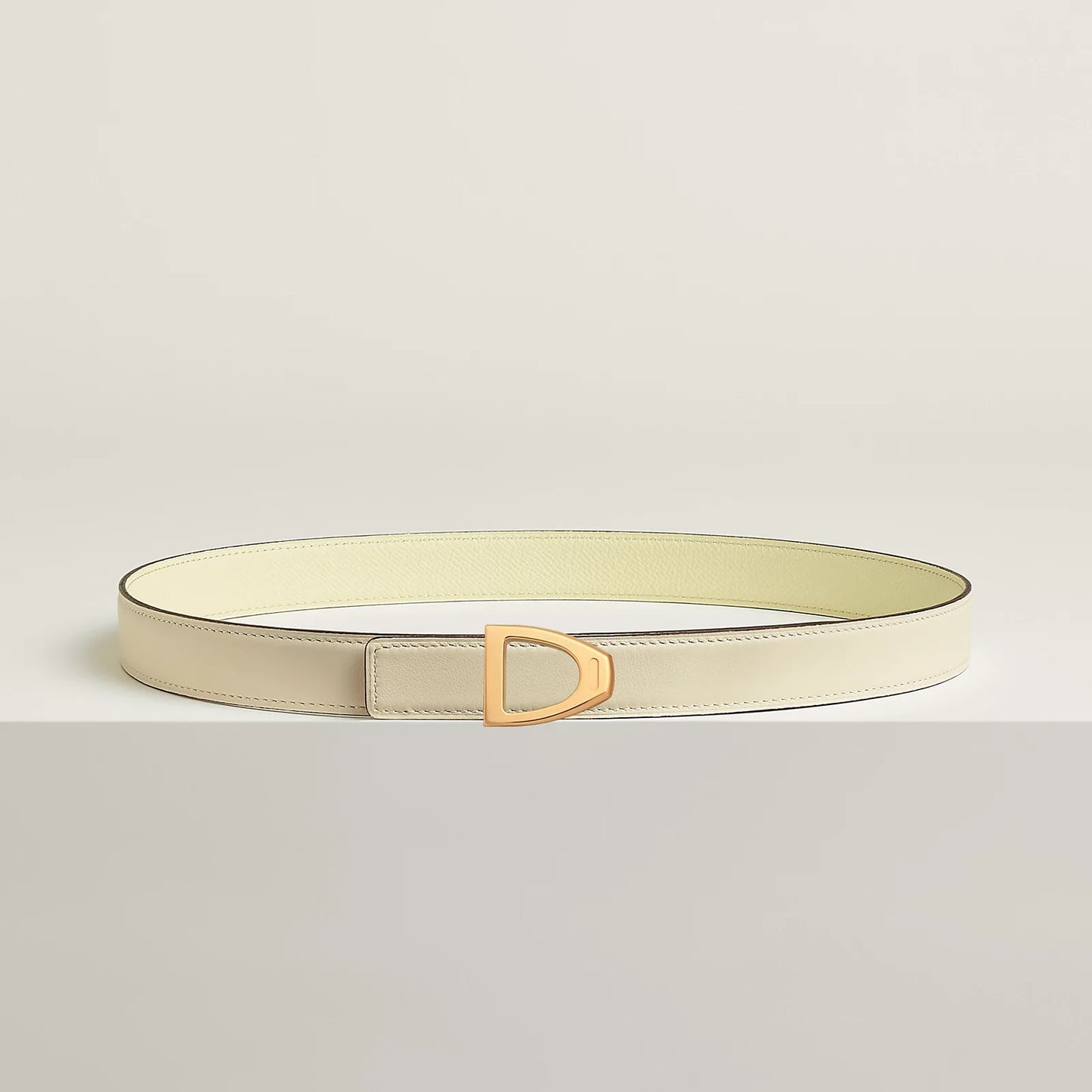 NATUREL SABLE / ORANGE FIELD-SÉSAME / VERT CYPRÈS CAVALIERE BELT BUCKLE & REVERSIBLE LEATHER STRAP 24 MM