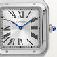 Santos-Dumont Extra-Large 46.6mm x 33.9mm Steel Silvered Satin-Finish Dial Navy Blue Alligator Strap Manual-Winding Watch