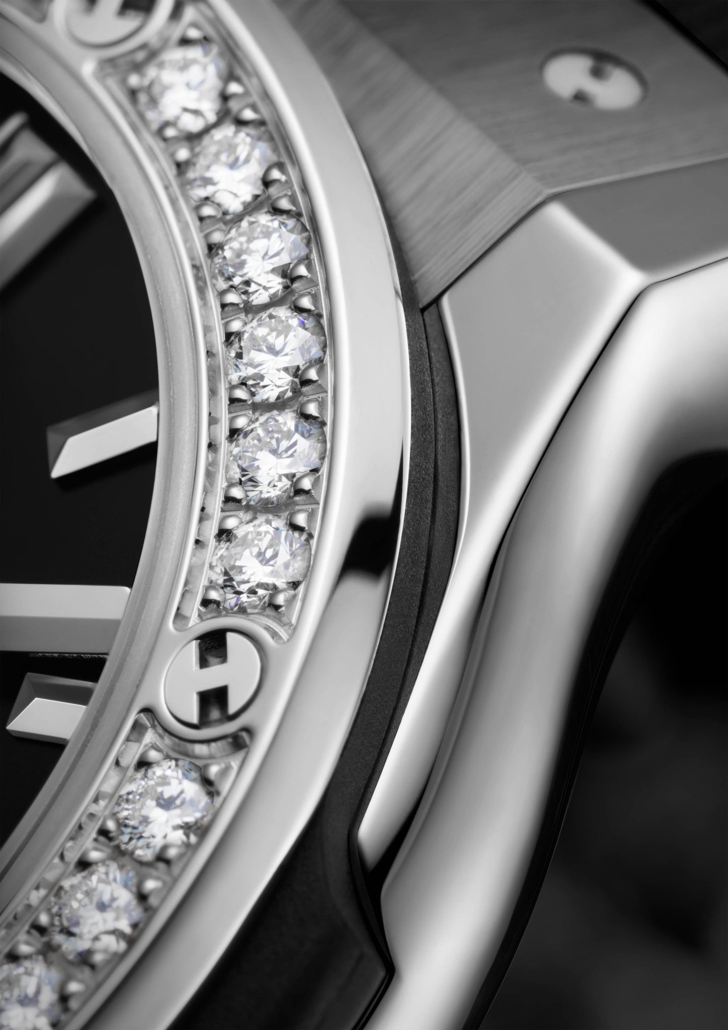 Classic Fusion Titanium Diamonds Satin-finished Black Sunray Dial Black Rubber Strap Watch