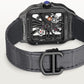 Santos de Cartier Large 39.7mm Steel Blue Crown Skeleton Dial Alligator Strap Manual-Winding Watch