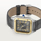 Santos-Dumont Large 43.5mm x 31.4mm Steel Yellow Gold Bezel Gray Dial Alligator Strap Quartz Watch