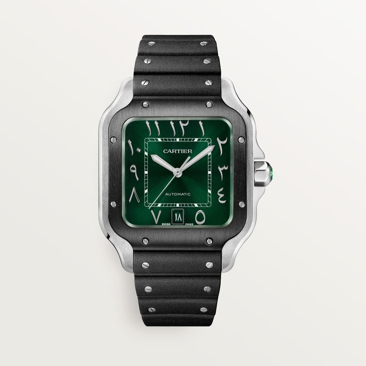 Santos de Cartier Large 39.8mm Steel Green Crown Green Dial Steel Bracelet Self-Winding Watch