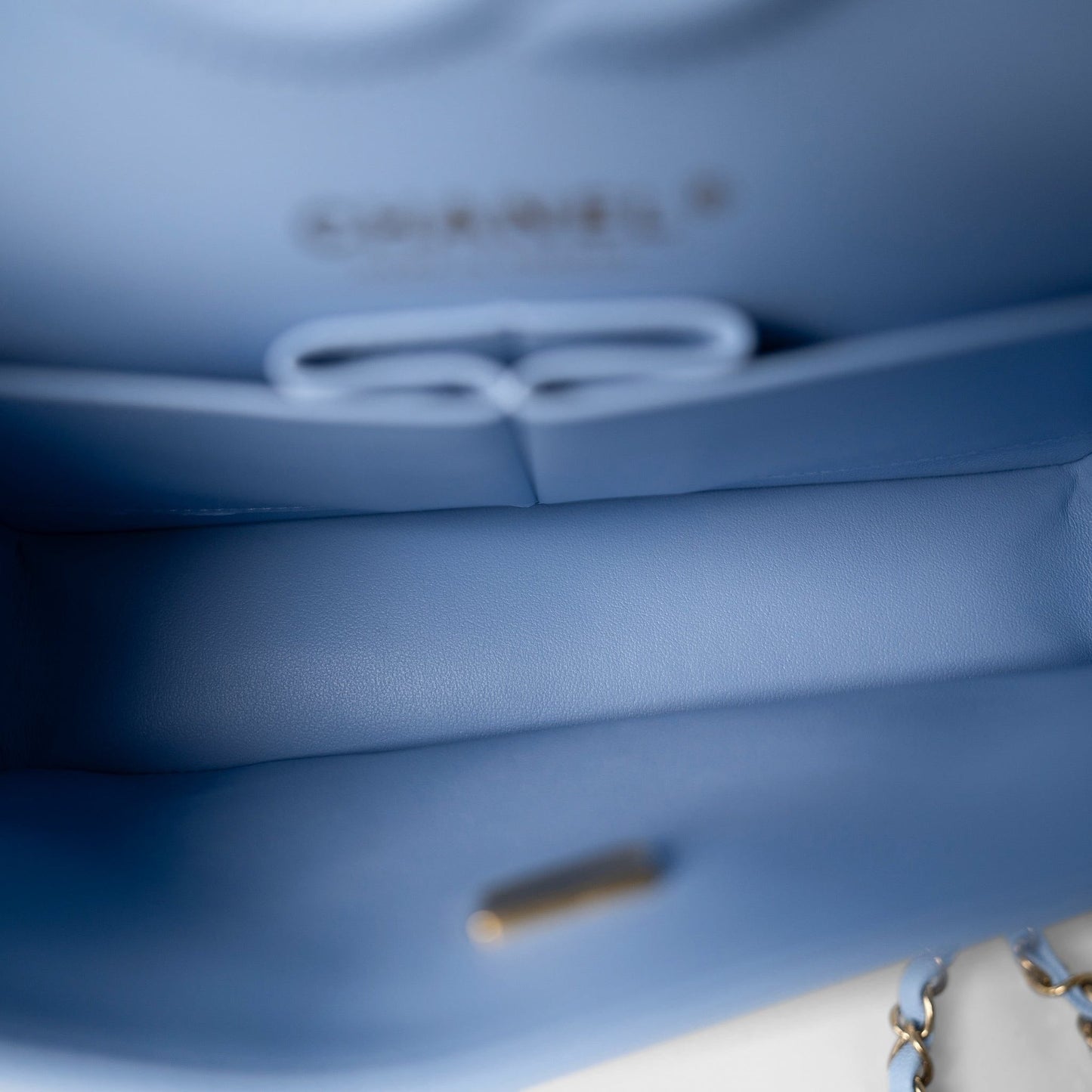 23P Light Blue Classic Flap Small Light Gold Hardware