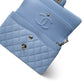 23P Light Blue Classic Flap Small Light Gold Hardware