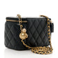 Lambskin Quilted Pearl Crush Small Vanity Case With Chain Black