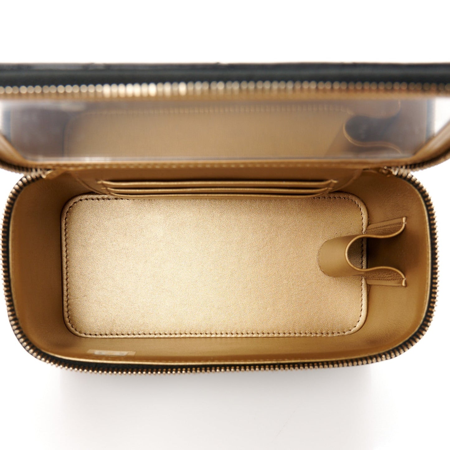 Lambskin Quilted Pearl Crush Small Vanity Case With Chain Black