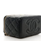 Lambskin Quilted Pearl Crush Small Vanity Case With Chain Black