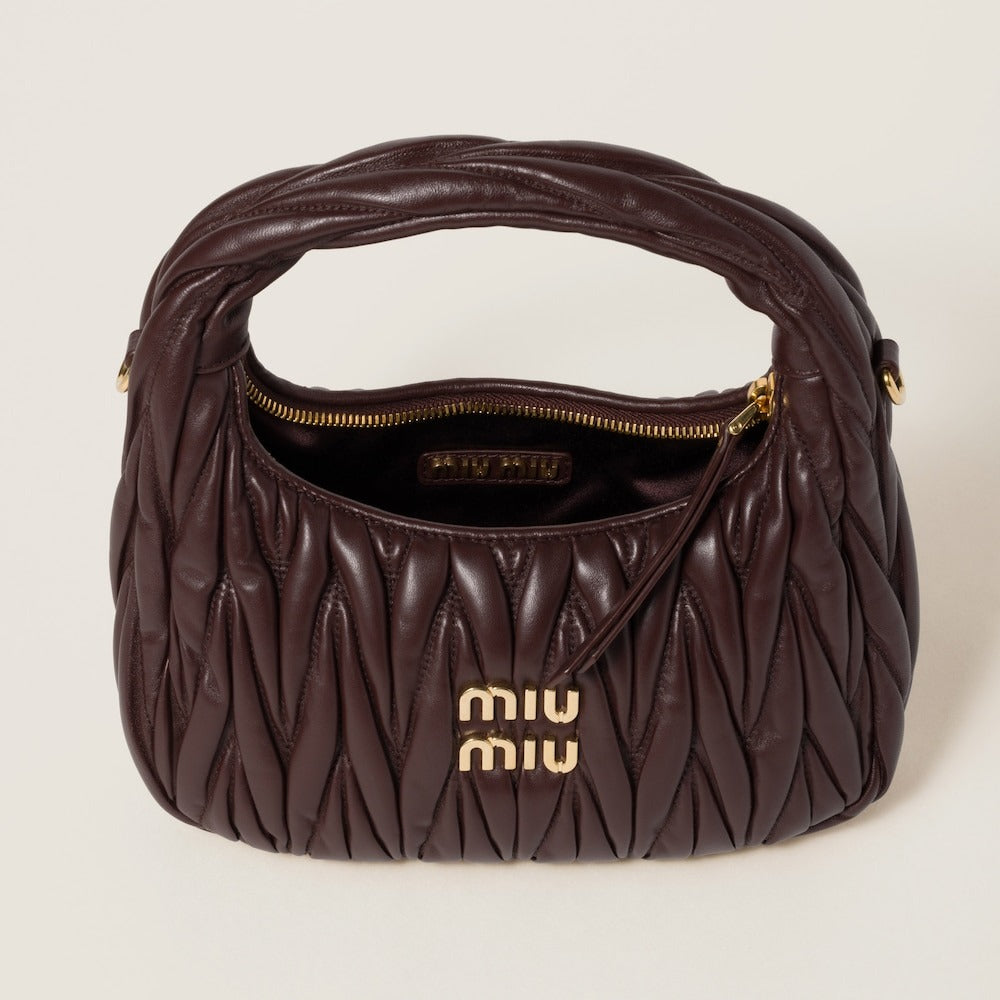 Miu Miu Wander Matelassé Nappa Leather Hobo Bag