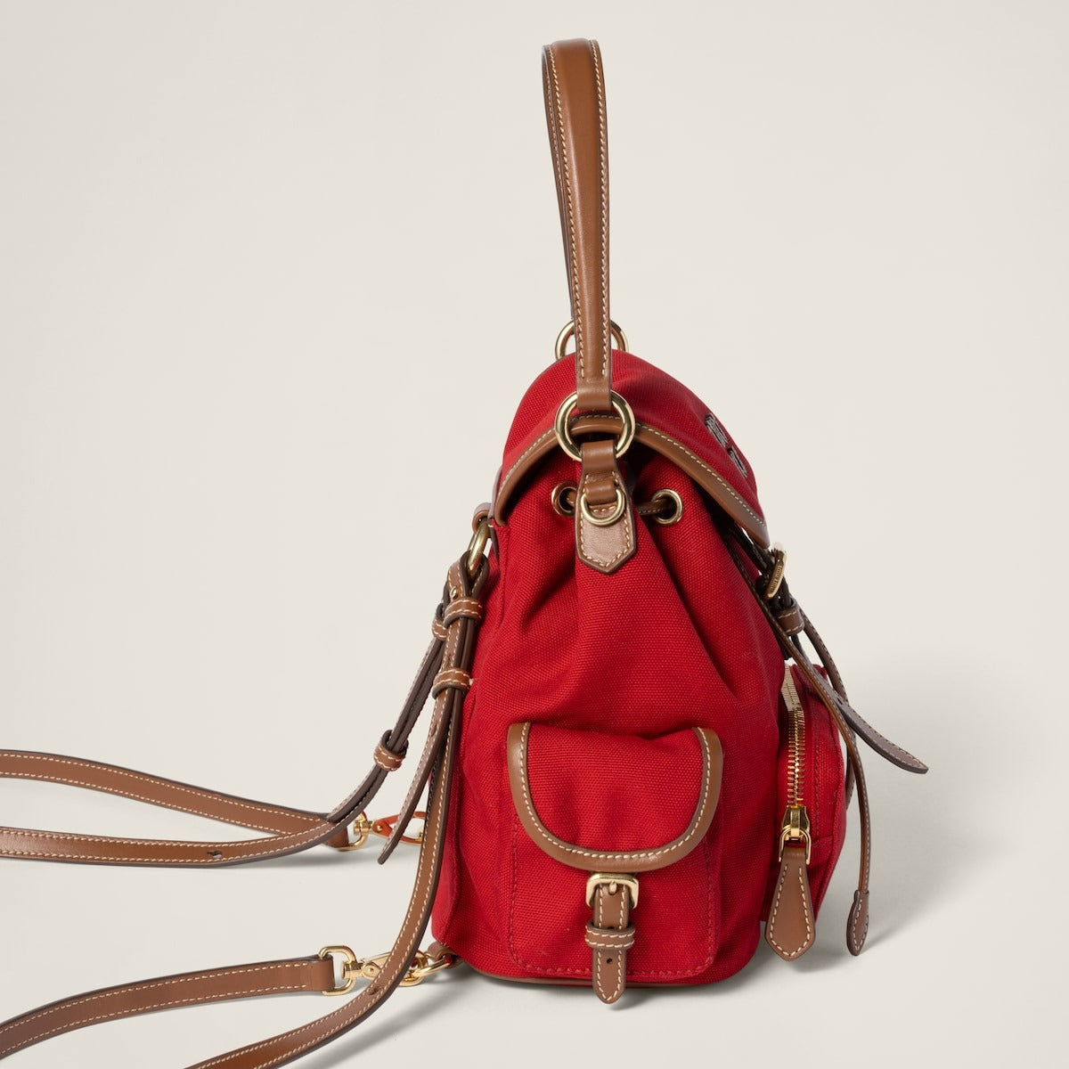 Miu Miu Canvas and Leather Backpack