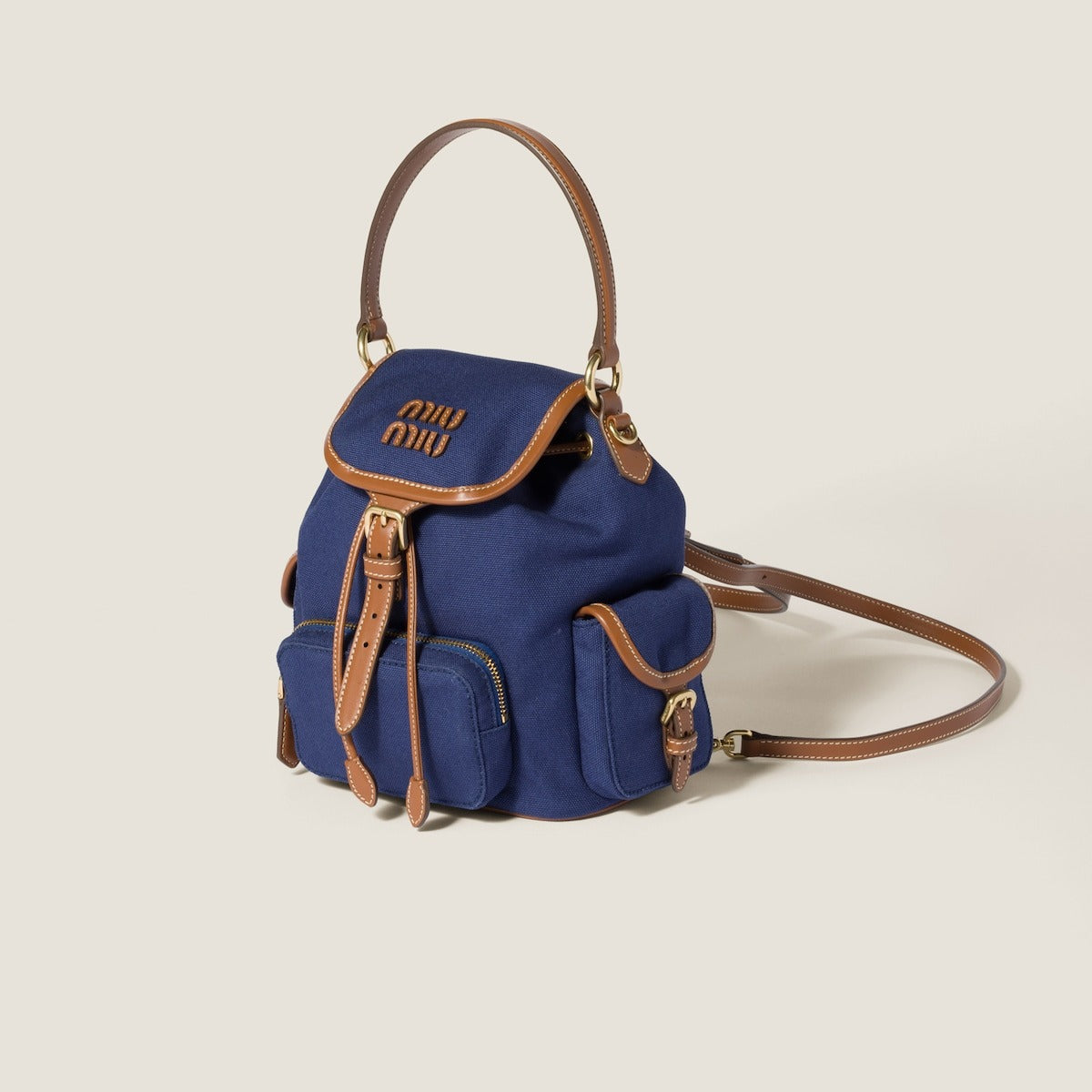 Miu Miu Canvas and Leather Backpack