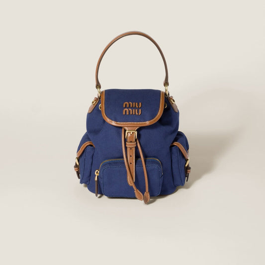 Miu Miu Canvas and Leather Backpack