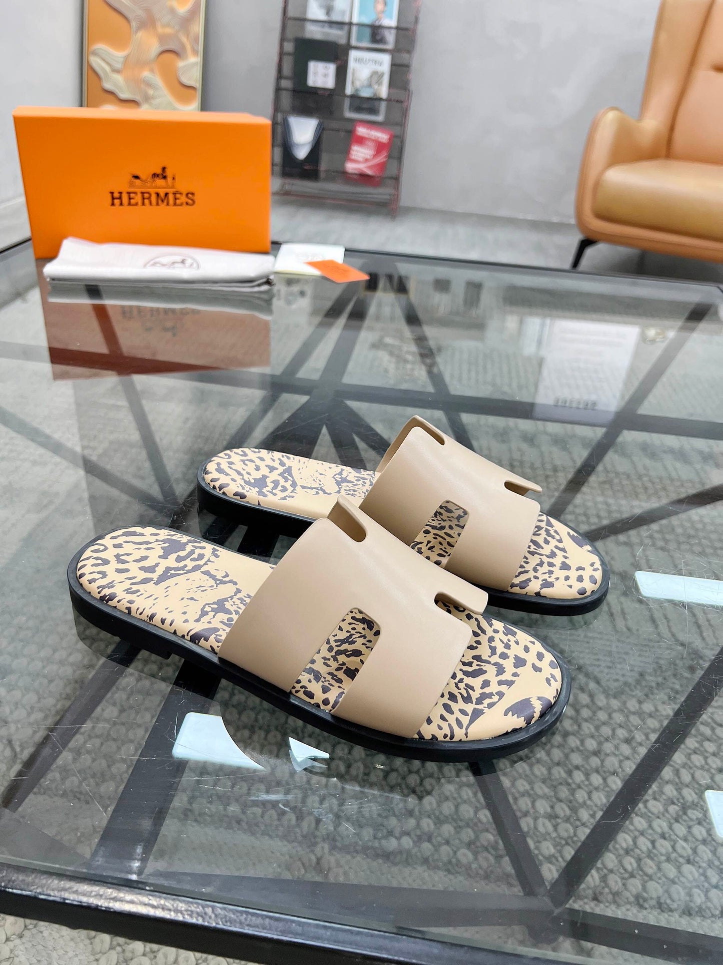 Beige Printed Sandals