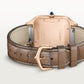 Santos-Dumont Extra-Large 46.6mm x 33.9mm Rose Gold Blue Crown Beige Dial Brown Alligator Strap Manual-Winding Watch