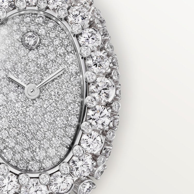 Baignoire Mini 24.8mm x 17.1mm White Gold Diamond Case Diamond Dial Diamond Bracelet Quartz Watch
