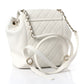 Lambskin Quilted Large Duma Drawstring Backpack White