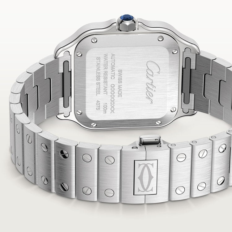 Santos de Cartier Medium 35.1mm Steel Blue Dial Steel Bracelet Self-Winding Watch