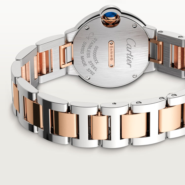 Ballon Bleu 33mm Steel Rose Gold Automatic Silver Guilloché Dial Two-Tone Bracelet Watch