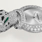Panthère Mini 22.2mm White Gold Diamond Case Emerald Eyes Silvered Dial White Gold Bracelet Quartz Watch