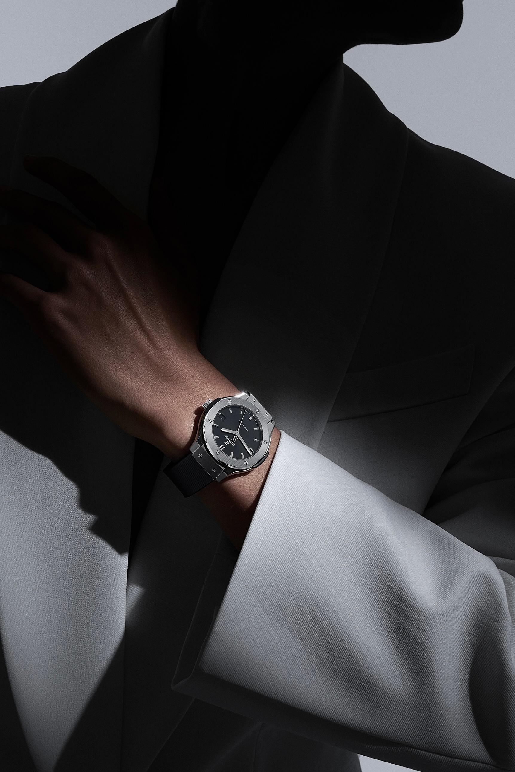 Classic Fusion Titanium Black Dial Rubber Strap Watch