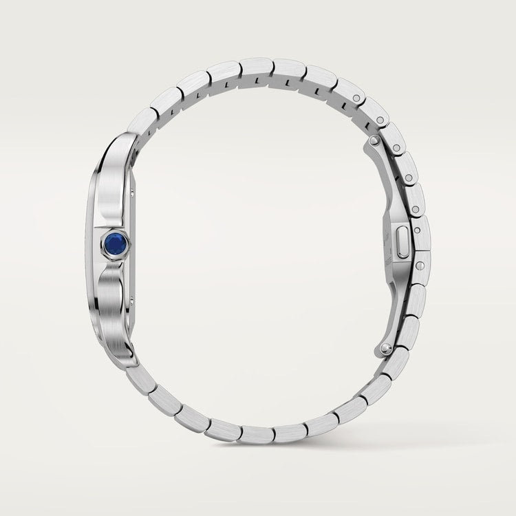 Santos de Cartier Medium 35.1mm Steel Blue Crown Sunray Dial Steel Bracelet Automatic Watch