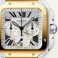 Santos de Cartier Large 47.5mm Steel Yellow Gold Chronograph Silvered Dial Steel Bracelet Self-Winding Watch