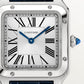 Santos-Dumont Small 38mm x 27.5mm Steel Blue Crown Silver Sunray Dial Navy Blue Alligator Strap Quartz Watch