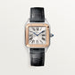 Santos-Dumont Small 38mm x 27.5mm Steel Rose Gold Bezel Silvered Satin-Finish Dial Black Alligator Strap Quartz Watch