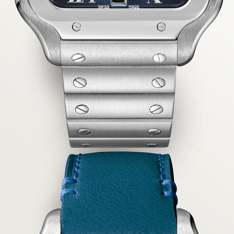 Santos Large 39.8mm Steel Blue Crown Graduated Blue Dial Steel Bracelet Automatic Watch