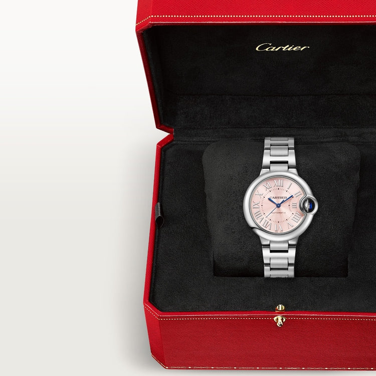 Ballon Bleu 33mm Steel Automatic Pink Sunray Dial Steel Bracelet Watch