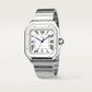 Santos de Cartier Large 39.8mm Steel Blue Crown Silvered Opaline Dial Steel Bracelet Self-Winding Watch