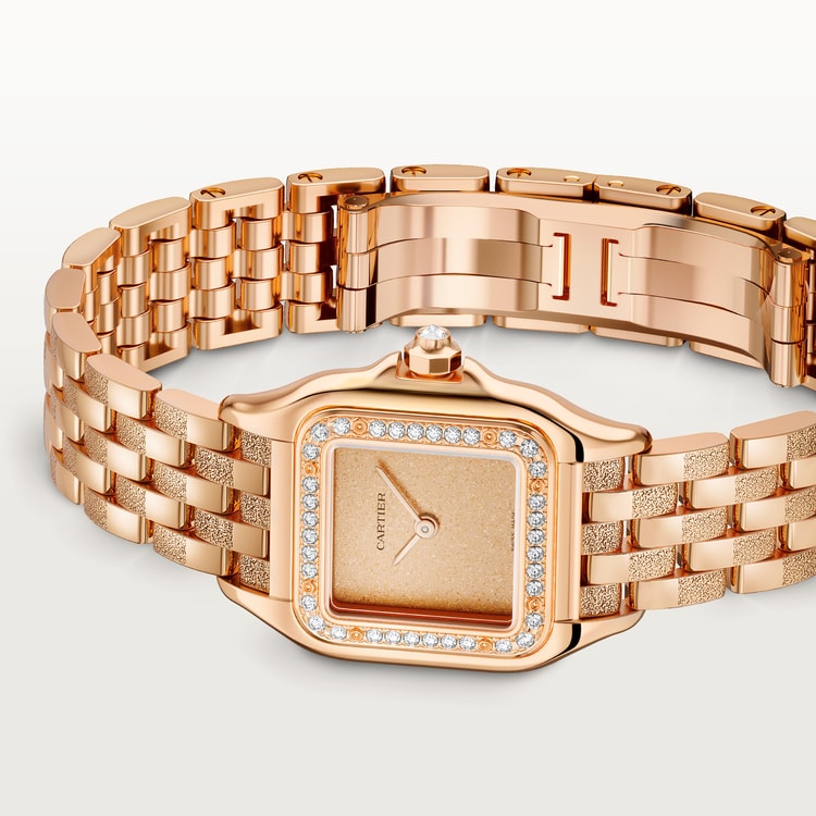 Panthère Small 30.3mm x 22.0mm Rose Gold Diamond Bezel Diamond Crown Rose Gold Dial Rose Gold Bracelet Quartz Watch