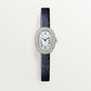 Baignoire Mini 24.6mm x 18.7mm White Gold Diamond Case Diamond Crown Silvered Dial Navy Blue Patent Leather Strap Quartz Watch
