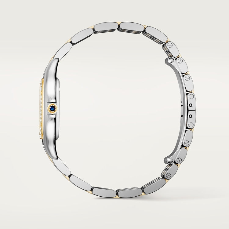 Panthère de Cartier Medium 36.5mm x 26.7mm Yellow Gold Steel Diamond Bezel Blue Crown Silvered Dial Yellow Gold Steel Bracelet Quartz Watch