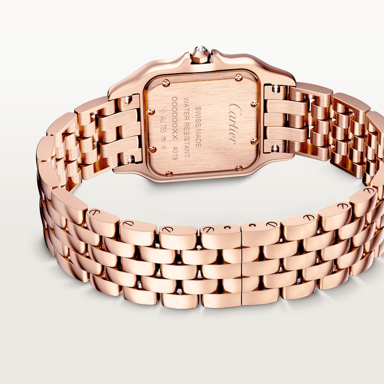 Panthère Medium 36.5mm x 26.7mm Rose Gold Diamond Crown Silver Dial Rose Gold Bracelet Quartz Watch
