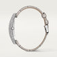 Baignoire Allongée Medium 47mm x 21mm White Gold Diamond Beaded Crown Silvered Dial Gray Alligator Strap Watch