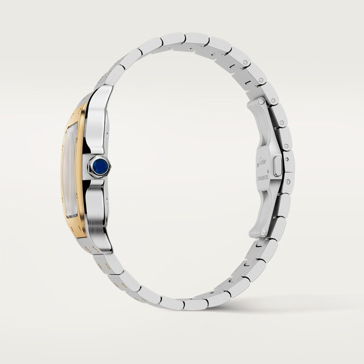 Santos de Cartier Large 39.8mm Steel Yellow Gold Bezel Silvered Opaline Dial Steel Bracelet Self-Winding Watch