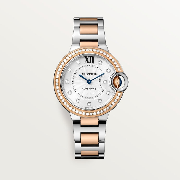 Ballon Bleu 33mm Steel Rose Gold Diamond Bezel Flinqué Dial Two-Tone Bracelet Automatic Watch