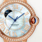 Ballon Bleu 36mm Rose Gold Diamond Case Mother-of-Pearl Day Night Dial Gray Alligator Strap Watch
