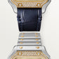 Santos de Cartier Medium 35.1mm Steel Yellow Gold Bezel Diamond-Set Golden Sunray Dial Steel Bracelet Self-Winding Watch
