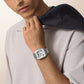 Santos de Cartier Large 39.8mm Steel Blue Crown Satin Sunray Dial Steel Bracelet Self-Winding Watch