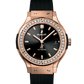 Classic Fusion 18K King Gold Diamond Black Dial Rubber Strap Watch